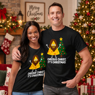 Cheesus Christus Het is Kerstmis Grappige Kaas T-shirt