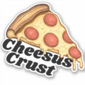 Cheesuskorst | Grappige Cheesy Pepperoni Pizza Sticker (Voorkant)