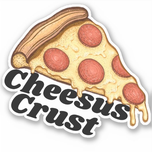 Cheesuskorst | Grappige Cheesy Pepperoni Pizza Sticker (Voorkant)