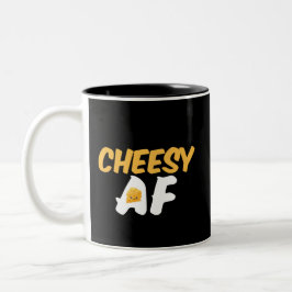 Cheesy AF Funny en Cute Cheese Lover Tweekleurige Koffiemok