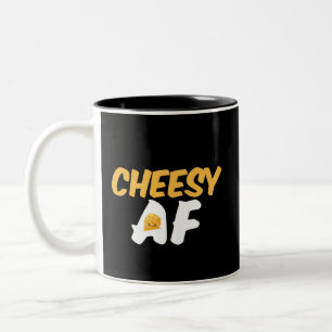 Cheesy AF Funny en Cute Cheese Lover Tweekleurige Koffiemok