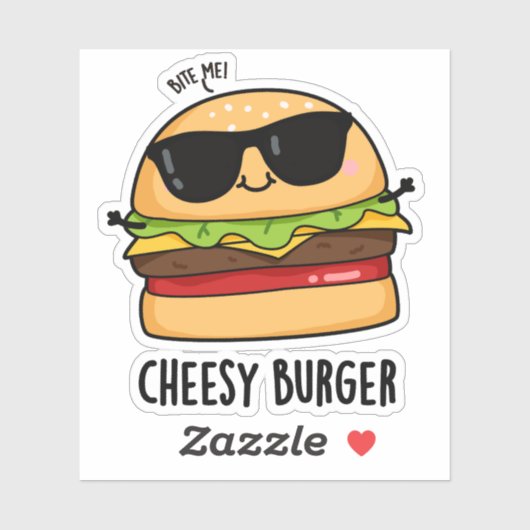 Cheesy Burger Grappige Voedsel Puns Sticker (Vel)