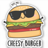 Cheesy Burger Grappige Voedsel Puns Sticker (Voorkant)