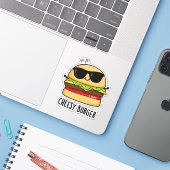 Cheesy Burger Grappige Voedsel Puns Sticker (Laptop met iPhone)