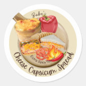 Cheesy capsicum extra spicy smaaksticker ronde sticker (Voorkant)