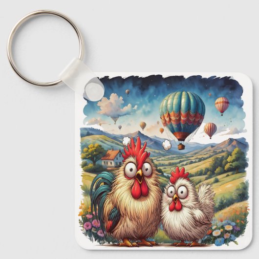 "Cheesy Chicken Ballon Avontuur" Sleutelhanger (Voorkant)
