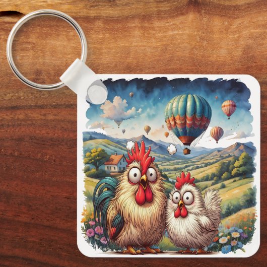 "Cheesy Chicken Balloon Adventure" Sleutelhanger (Voorkant)