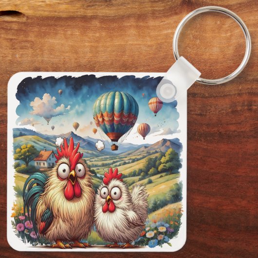 "Cheesy Chicken Balloon Adventure" Sleutelhanger (Achterkant)