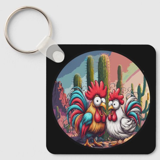 "Cheesy Chicken Desert Adventure" Aluminum  Sleutelhanger (Voorkant)
