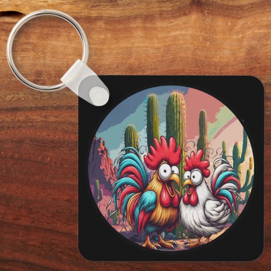 "Cheesy Chicken Desert Adventure" Aluminum  Sleutelhanger (Voorkant)