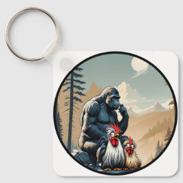 "Cheesy Chicken Meets Bigfoot Mountain" Keychain