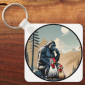 "Cheesy Chicken Meets Bigfoot Mountain" Keychain (Voorkant)