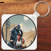 "Cheesy Chicken Meets Bigfoot Mountain" Keychain (Achterkant)