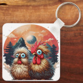 "Cheesy Chicken Mountain" aluminium sleutelhanger (Achterkant)