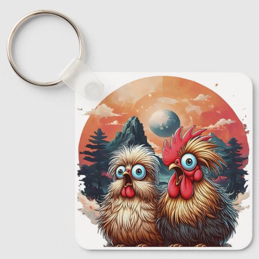 "Cheesy Chicken Mountain" Aluminum Keychain (Voorkant)