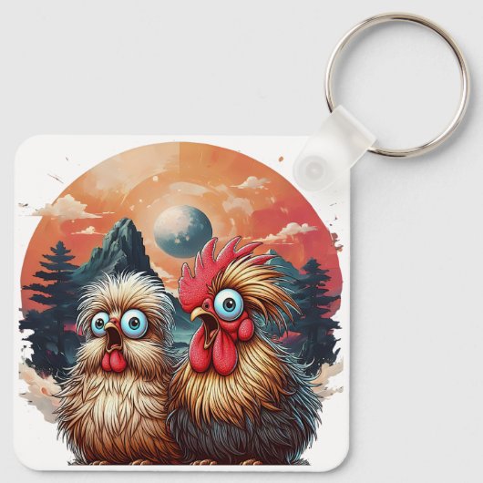 "Cheesy Chicken Mountain" Aluminum Keychain (Achterkant)
