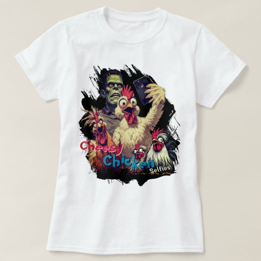Cheesy Chickens Meet Frankenstein Tee T-shirt (Design voorkant)