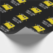Cheesy come Cheesy Go Funny Food Pun Dark BG Cadeaupapier (Hoek)