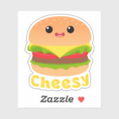 Cheesy Cute Burger Cheese Burger Foodie Sticker St (Vel)