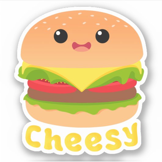 Cheesy Cute Burger Cheese Burger Foodie Sticker St (Voorkant)