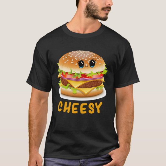 Cheesy Cute  Cheese Burger Food Pun T-shirt (Voorkant)