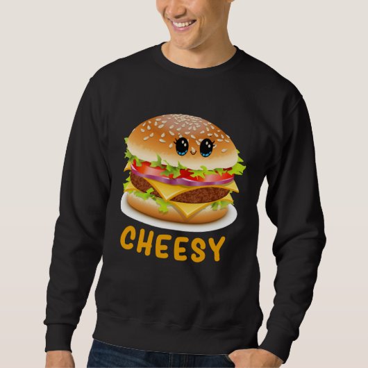 Cheesy Cute  Cheese Burger Food Pun Trui (Voorkant)