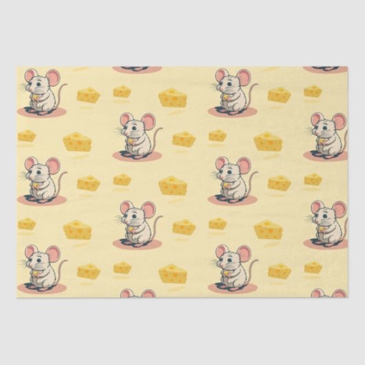 Cheesy Delights: Schattigee Muis met Sokken kaas Tissuepapier (Voorkant)