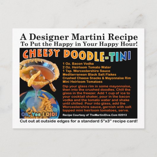 Cheesy Doodle-Tini Martini Recipe Briefkaart (Voorkant)