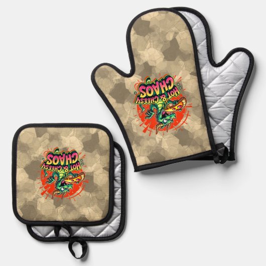 Cheesy Dragon Delight Ovenwant & Pannenlap Set (Voorkant / Achterkant)