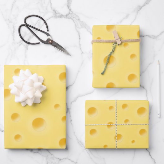 Cheesy Gift Wrap Collectie Realistic Holey Cheese Inpakpapier Vel (Voorkant)