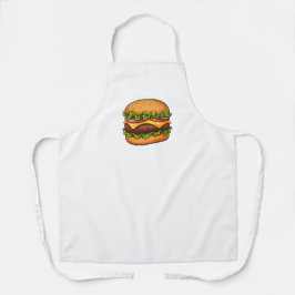 Cheesy Gourmet Burger Illustration Apron Schort