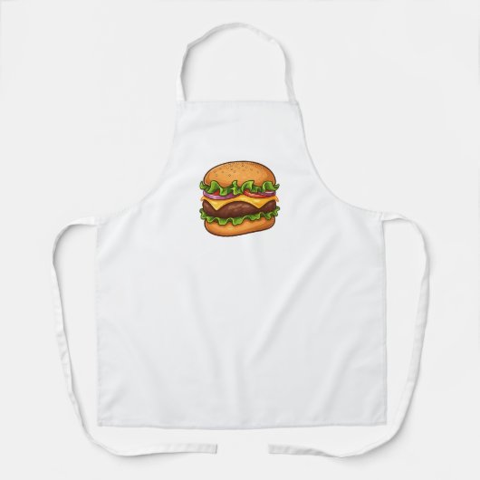 Cheesy Gourmet Burger Illustration Apron Schort (Voorkant)