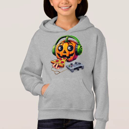 Cheesy Halloween Vibes: pompoen geniet van pizza (Voorkant)