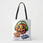 Cheesy Halloween Vibes: pompoen geniet van pizza Tote Bag (Voorkant)
