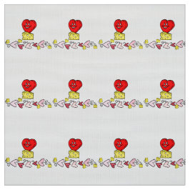 Cheesy Kisses Red Hearts fabric Stof