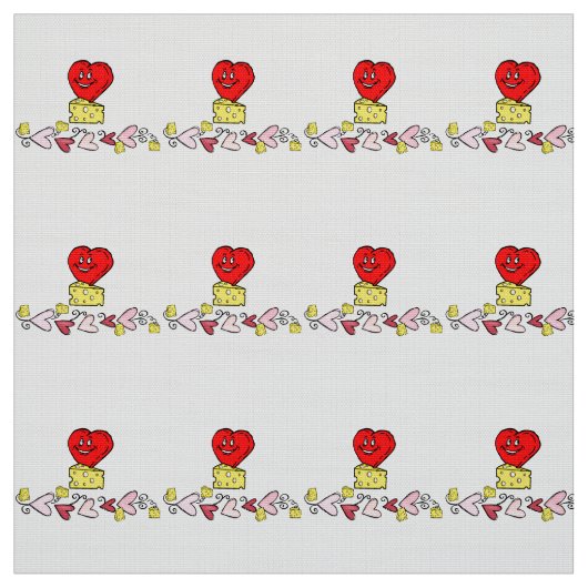 Cheesy Kisses Red Hearts fabric Stof (Swatch)