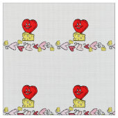 Cheesy Kisses Red Hearts fabric Stof (Close Up)