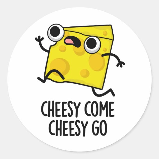Cheesy Komaan Cheesy Go Funny Food Pun Ronde Sticker (Voorkant)