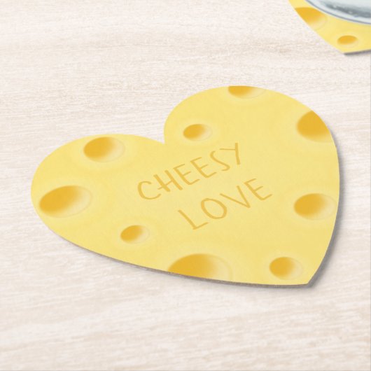 "Cheesy Love" Schattig Aangepast Zwitsers kaashart Kartonnen Onderzetters (Gekanteld)