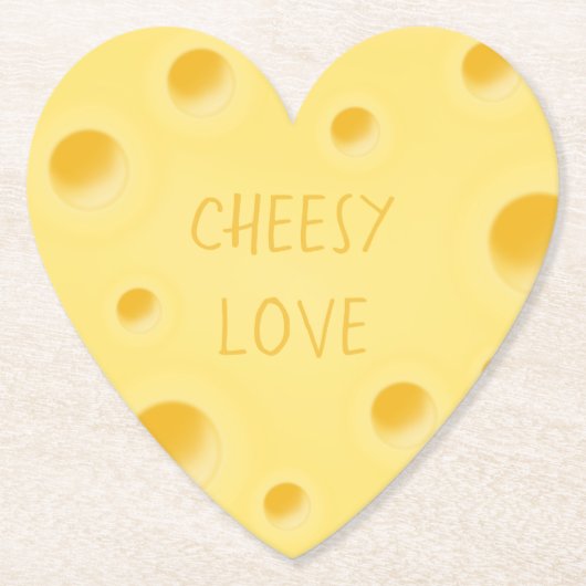 "Cheesy Love" Schattig Aangepast Zwitsers kaashart Kartonnen Onderzetters (Voorkant)