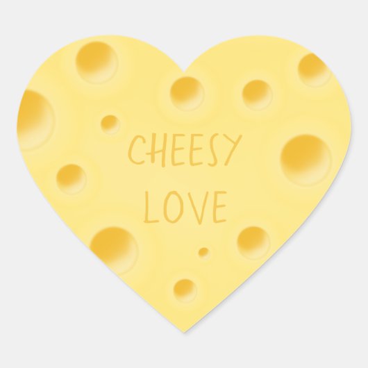 "Cheesy Love" Schattige  Zwitserse kaas Hart Sticker (Voorkant)