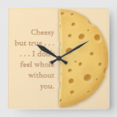Cheesy Message Charming Trompe L'oeil Vierkante Klok (Voorkant)