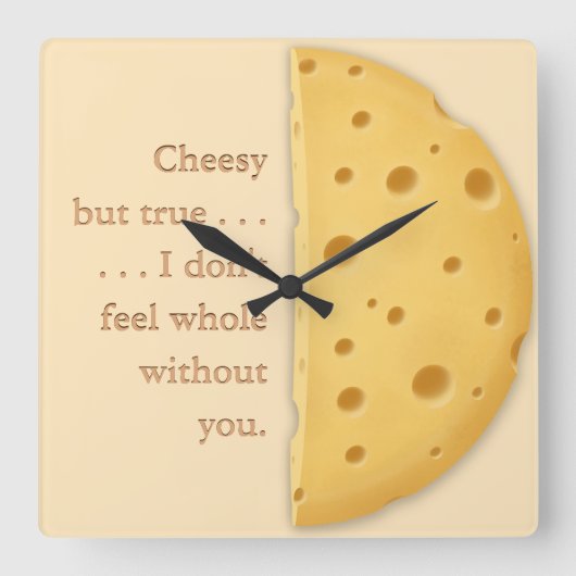  Cheesy Message Charming Trompe L'oeil Vierkante Klok (Voorkant)