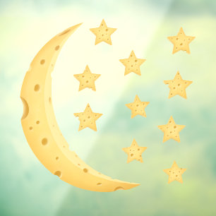 Cheesy Moon & 10 sterren Fanciful Kinderen & Baby Raamsticker