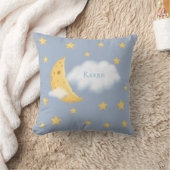 Cheesy Moon & Stars Aangepast Fluffy Cloud Blue Kussen (Deken)
