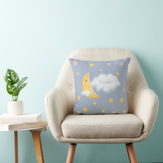 Cheesy Moon & Stars Aangepast Fluffy Cloud Blue Kussen (Stoel)