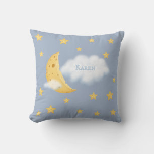 Cheesy Moon & Stars Aangepast Fluffy Cloud Blue Kussen