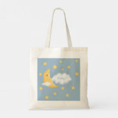 Cheesy Moon & Stars Aangepast Fluffy Cloud Blue Tote Bag (Achterkant)