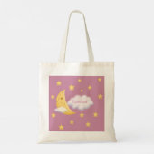Cheesy Moon & Stars Aangepast Fluffy Cloud Roos Tote Bag (Achterkant)