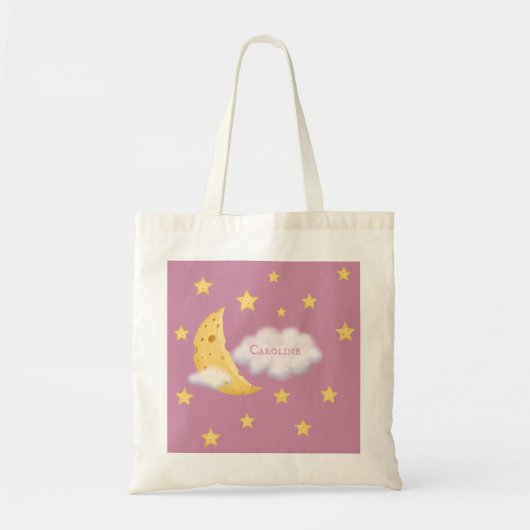 Cheesy Moon & Stars Aangepast Fluffy Cloud Roos Tote Bag (Voorkant)